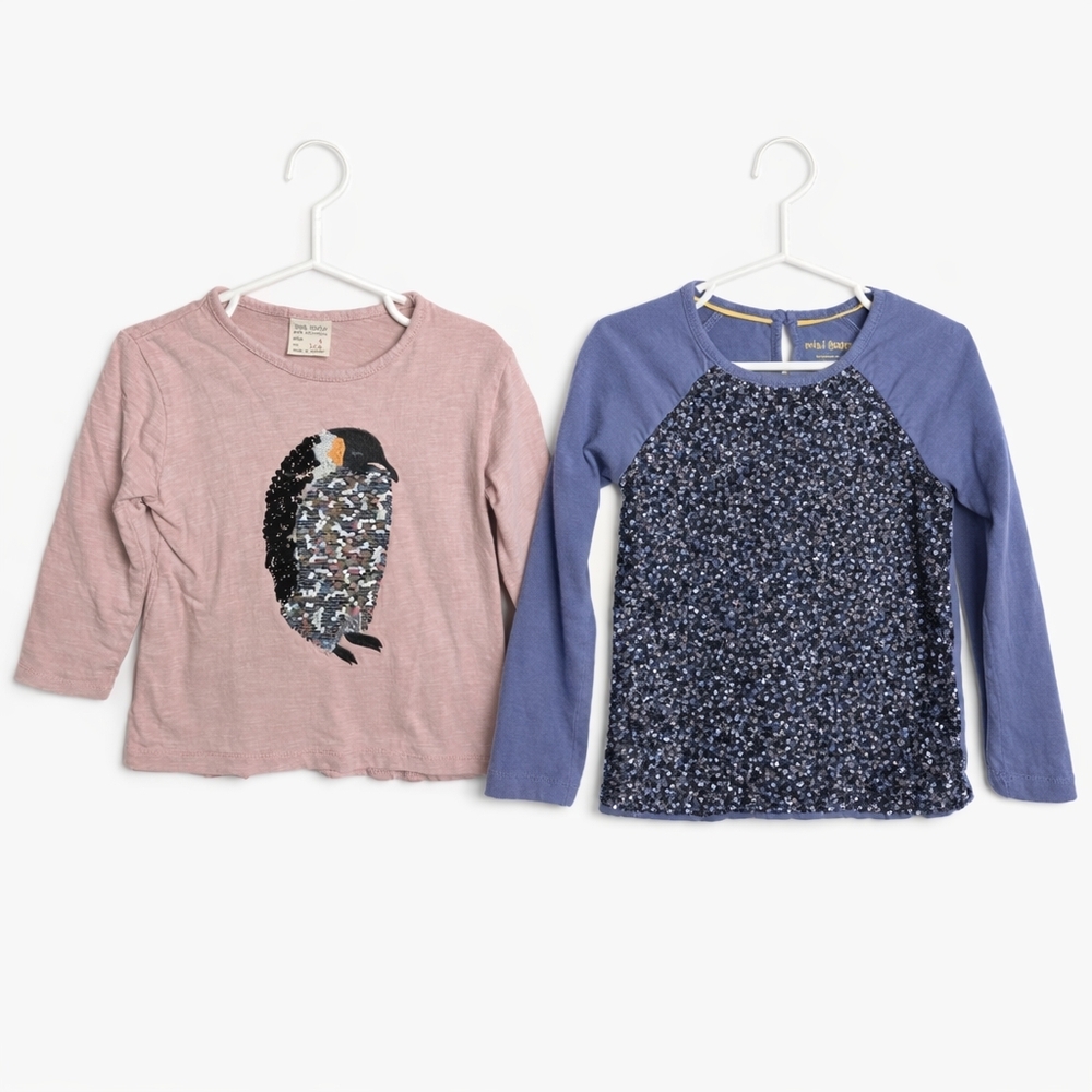 Mini Boden & Zara Girls Sequin Long Sleeve Top Bundle Size 3T